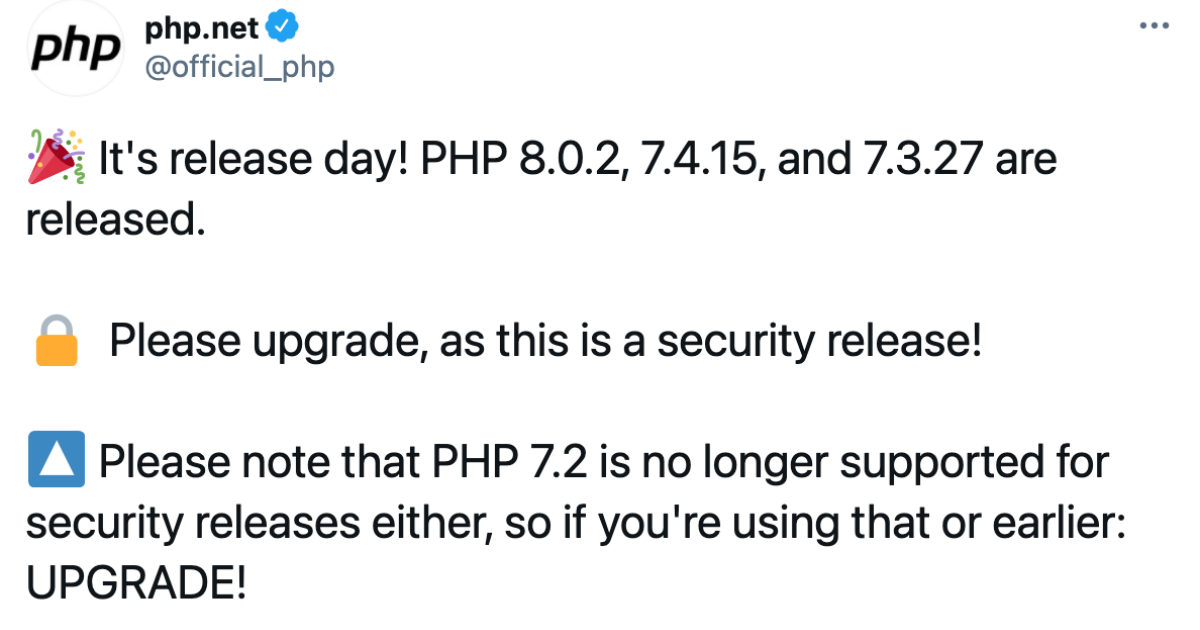 PHP 7.3, 7.4 and 8.0 Security Release